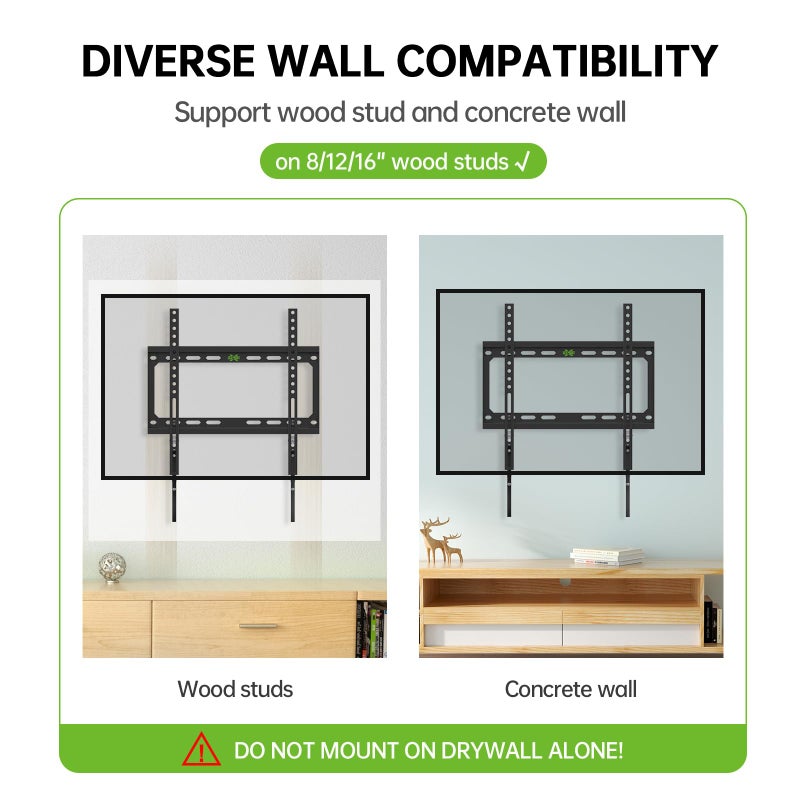 USX MOUNT Fixed TV Wall Mount with Low Profile for Most 26-55 Inch LED, LCD and Flat Screen TVs, TV Mount Bracket with VESA Up to 400x400mm and Weight Capacity 99lbs,and Space Saving TV Bracket - Image 4